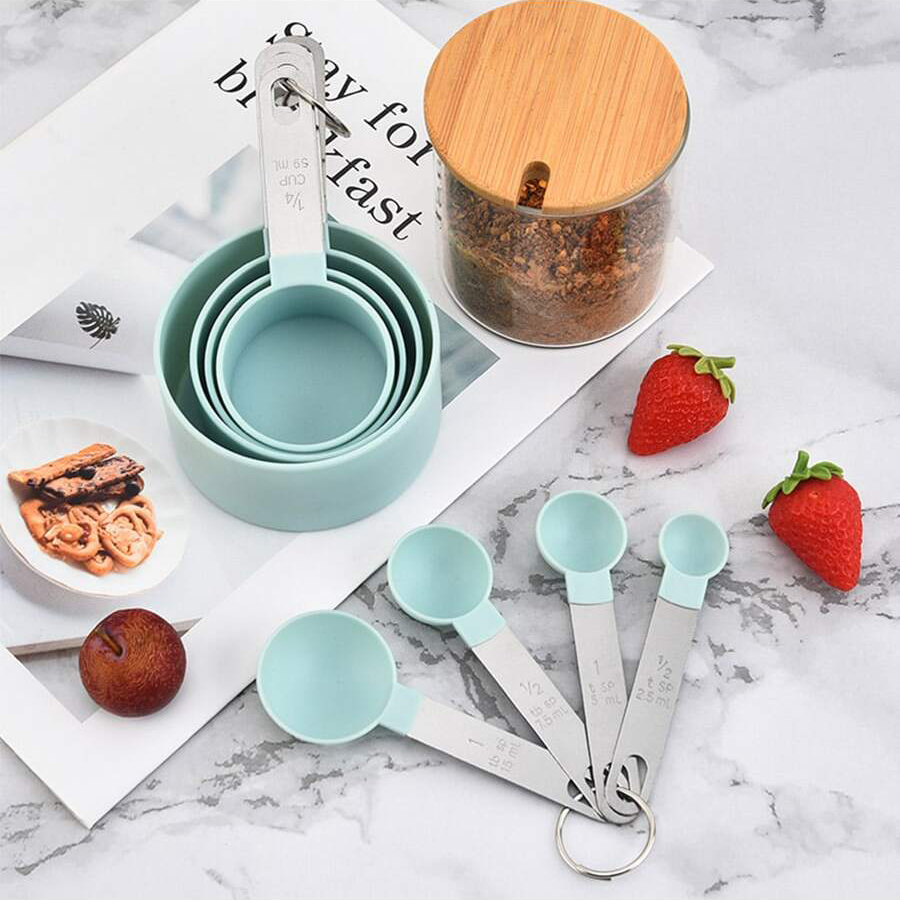4PCS/8PCS 플라스틱 측정 컵 스푼 세트 스테인레 - Kitchen Appliances Gift 리뷰 및 가격